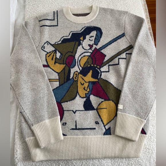 Aime Leon Dore Molina Knit Tape Up Wool Sweater Sz Small